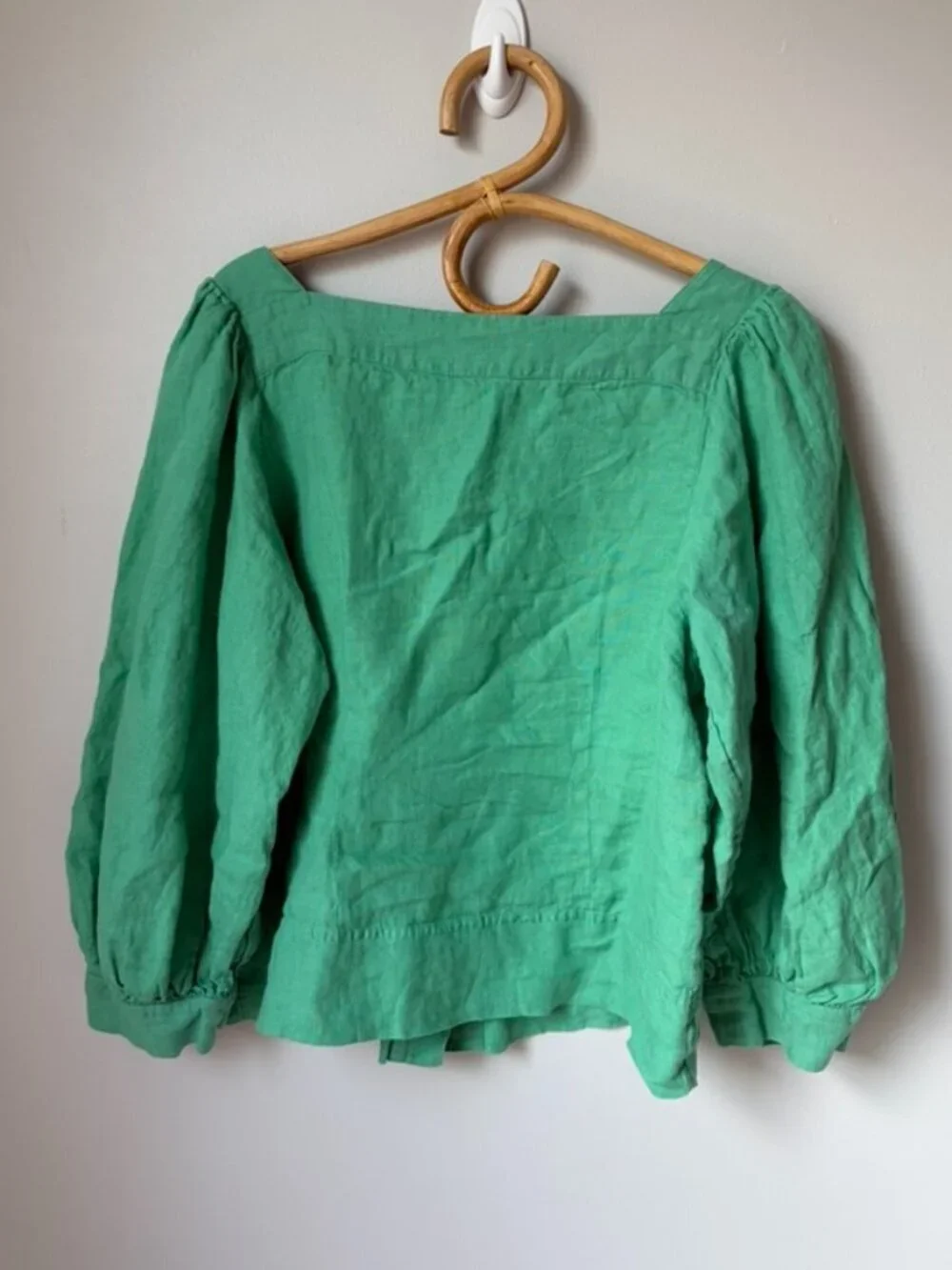 J.crew Squareneck Button-Front Linen Top Green Women's Medium